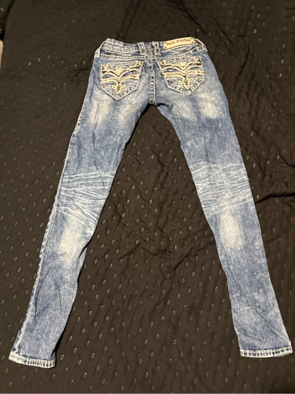 Rock Revival Women's Medium Blue Boot Cut Jeans with Embroidered Pockets